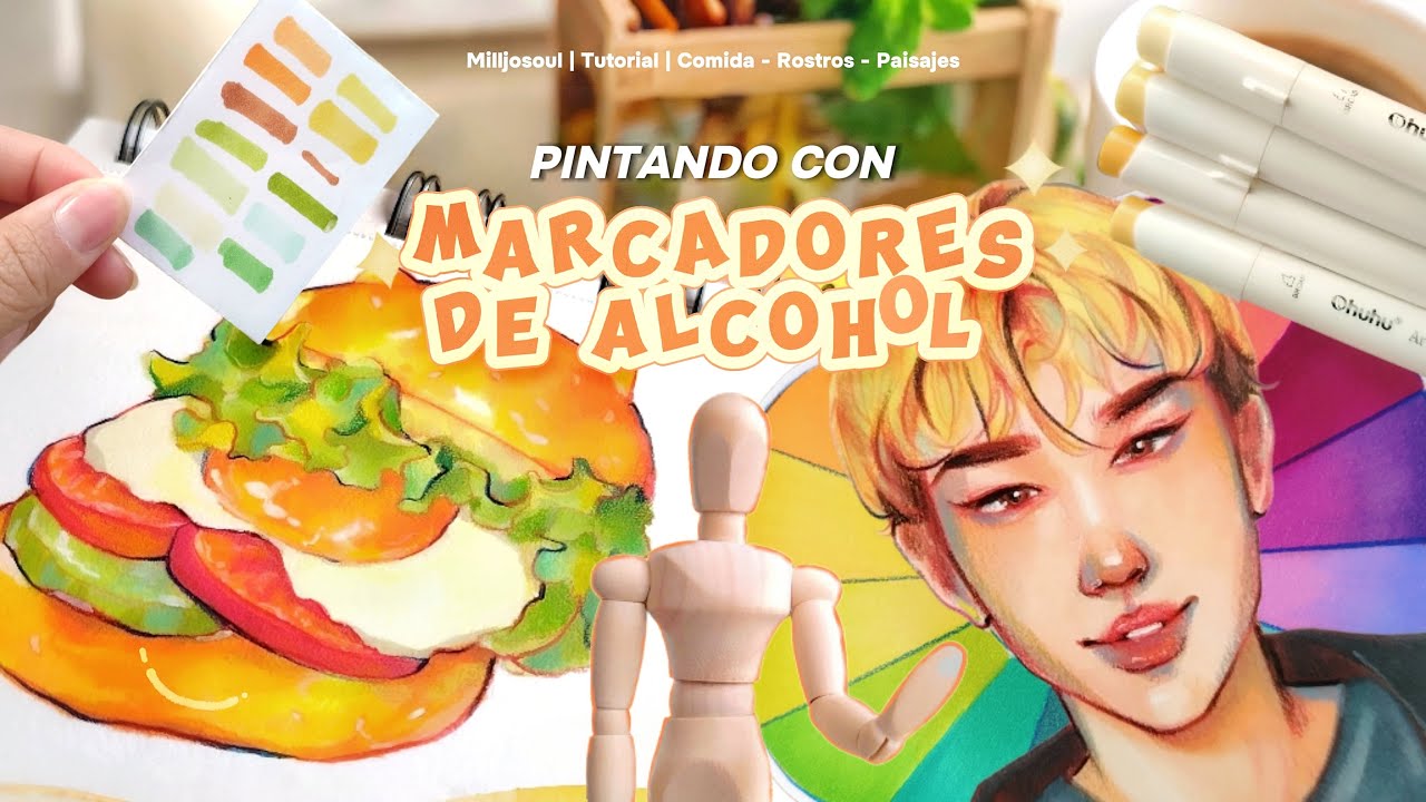 Comó pintar con Marcadores de Alcohol✨ l  Tutorial de Comida, Rostros, Paisajes y Casitas!!! 🏡✏️