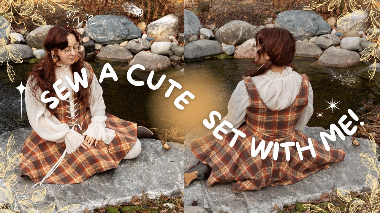 Making a cottagecore corset + skirt set! | 2-day sew with me vlog (DIY)