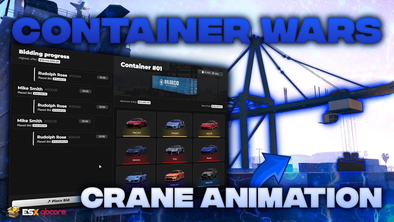 Fivem Container Wars with Crane Animation! Script Showcase [ESX/QB/QBOX]