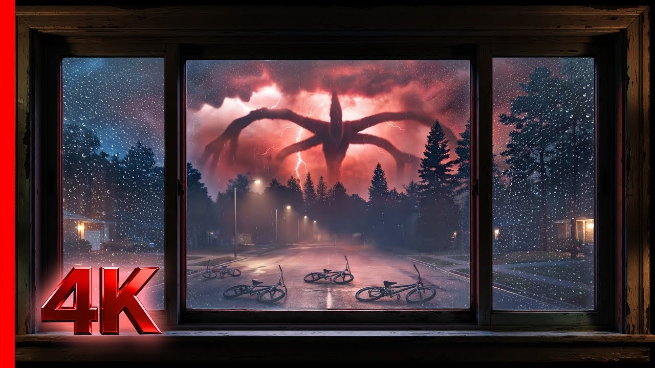 The Hawkins Window: Stranger Things Rain & Distant Thunder for Study & Sleep