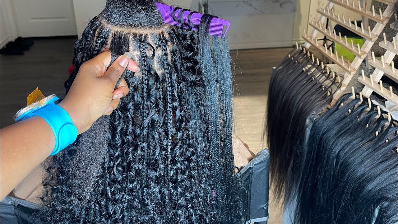A QUICK HUMAN HAIR MEDIUM WAIST / BUTT LENGTH KNOTLESS GODDESS BOX BRAIDS/ BOHO BRAIDS | #BOHOBRAIDS
