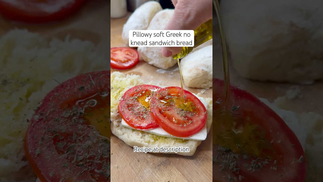 Easy no knead pillowy soft Greek sandwich bread/ &psi;&omega;&mu;ί &gamma;&iota;&alpha; &sigma;ά&nu;&tau;&omicron;&upsilon;&iota;&tau;&sigmaf; &chi;&omega;&rho;ί&sigmaf; &zeta;ύ&mu;&omega;&mu;&alpha;
