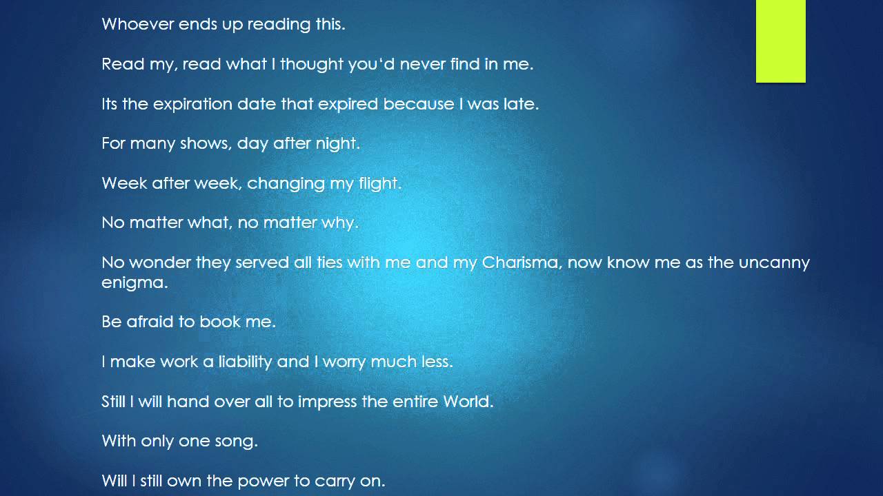 TNA Jeff Hardy Explanation Lyrics