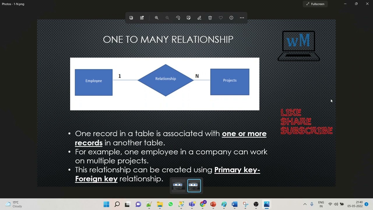 Primary and Foreign key Relationship | Relationship in Database| One to One|Many to One|Many to Many