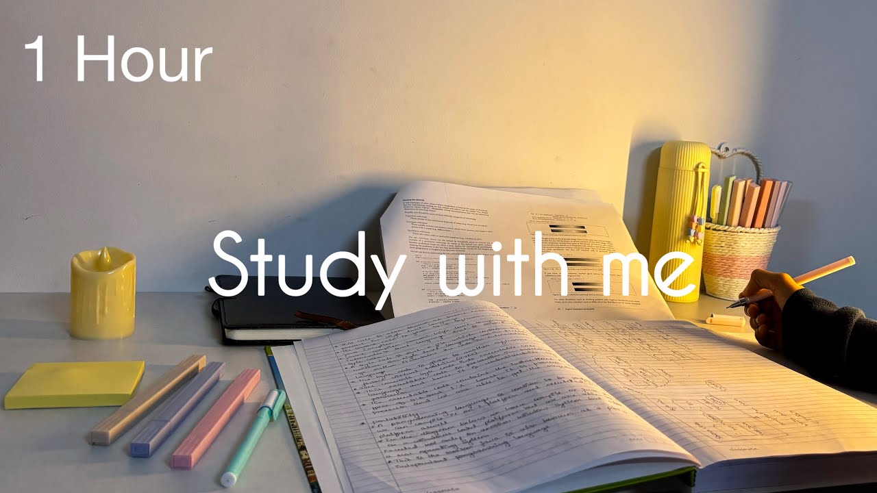 Study With Me 1 Hour 📚| Deep focus | background noise | Real Time 🌿 #studywithme #1hourstudy 