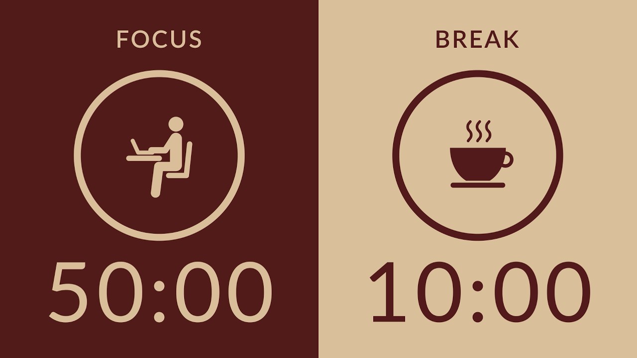 50/10 Pomodoro Timer with Brown Noise 🎧 2-Hour Study with Me for Deep Focus & ADHD ✨