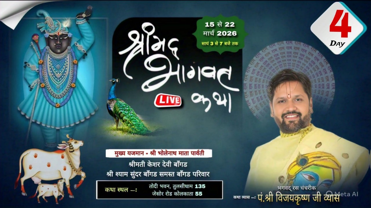 Day - 04 | Shrimad Bhagwat Katha with - pt.Vijaykrishna ji Vyas - Live - #kolkata  - 2026