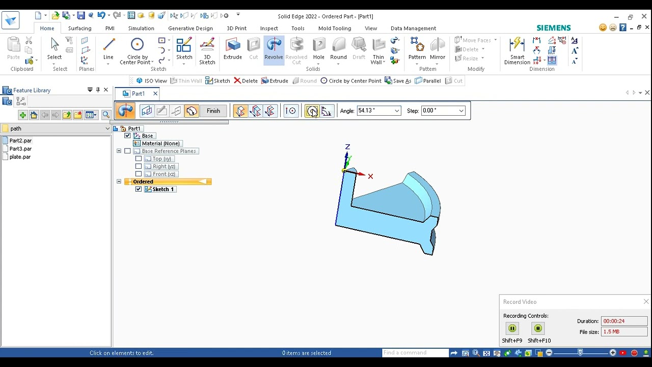 Solid Edge How to use Revolve & Revolve Cut II THE SUNCAD AHMEDABAD