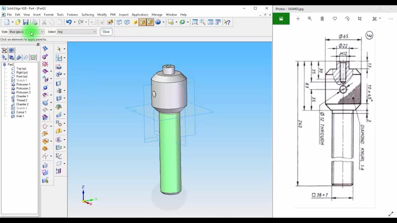 Screw Jack Part03 Screw Spindle Solid Edge V20 (Kannada)