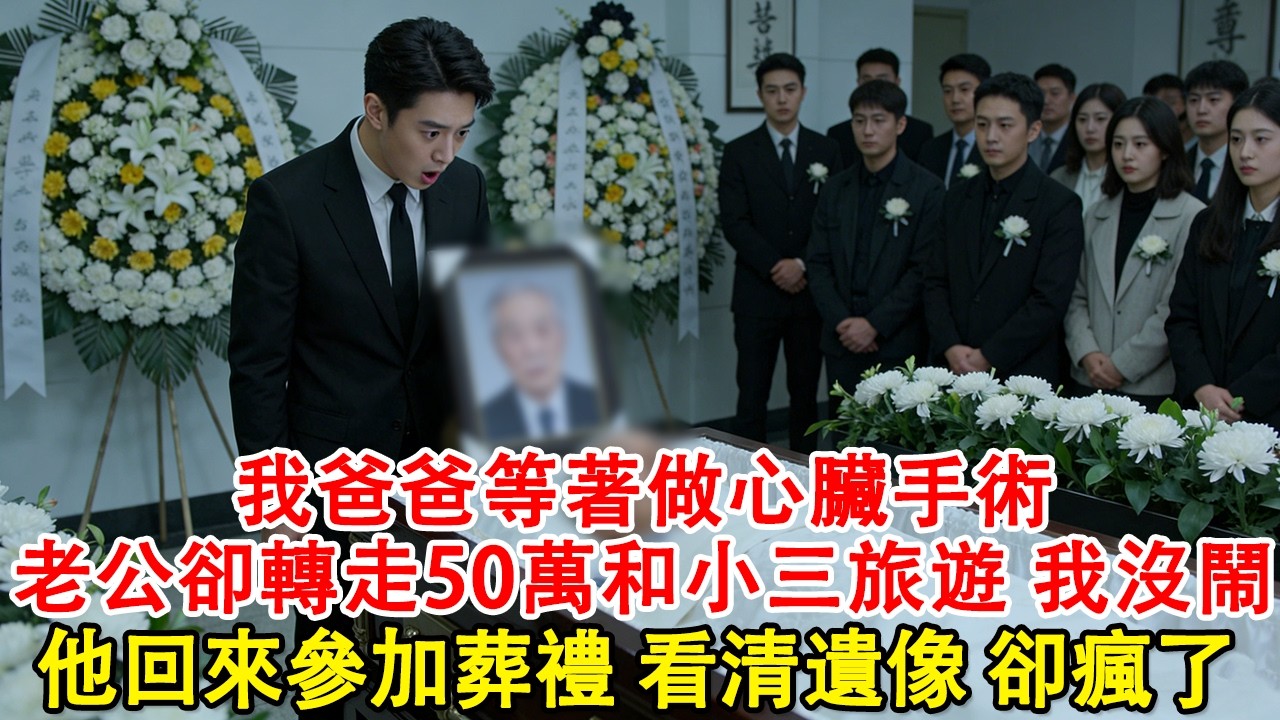 【完結爽文】我爸爸等著做心臟手術，老公轉走50萬和小三出國旅遊，我沒鬧，直接賣了唯一房子，他算日子回國參加葬禮，看清遺像上的臉卻瘋了#婆媳 #家庭 #婚姻 #情感 #情感故事 #故事 #家庭倫理
