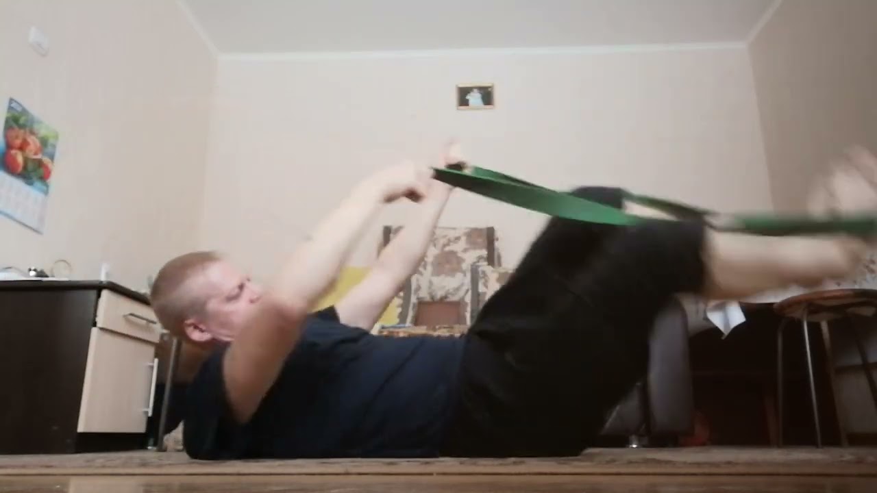 I did some exercises with the rubber band while lying down.