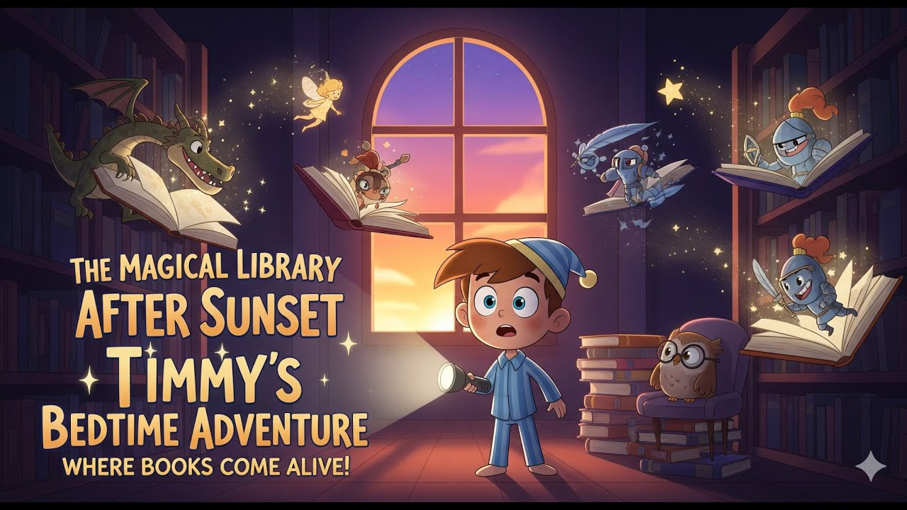 📚 The Magical Library After Sunset | Timmy’s Bedtime Adventure Where Books Come Alive!