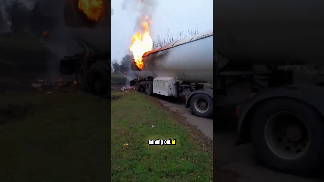 gas tanker driver escapes from accident#shortvideos #americanhistory