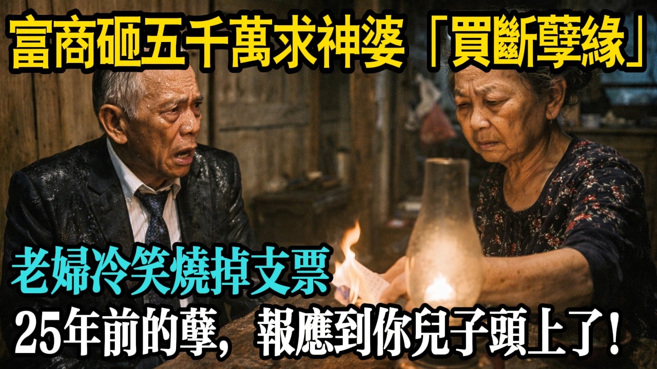 百億大亨連夜進深山，砸五千萬求神婆「買斷孽緣」！老婦冷笑燒掉支票：你25年前造的孽，老天爺要讓你兒子來還！