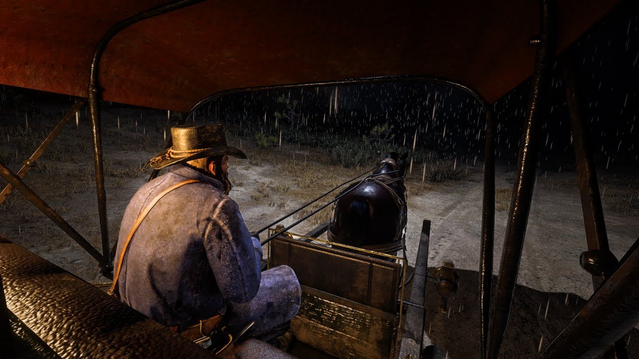 Immersive Horse Cart Ride in a Stormy Night as Arthur Morgan | Red Dead Redemption 2 Rain ASMR