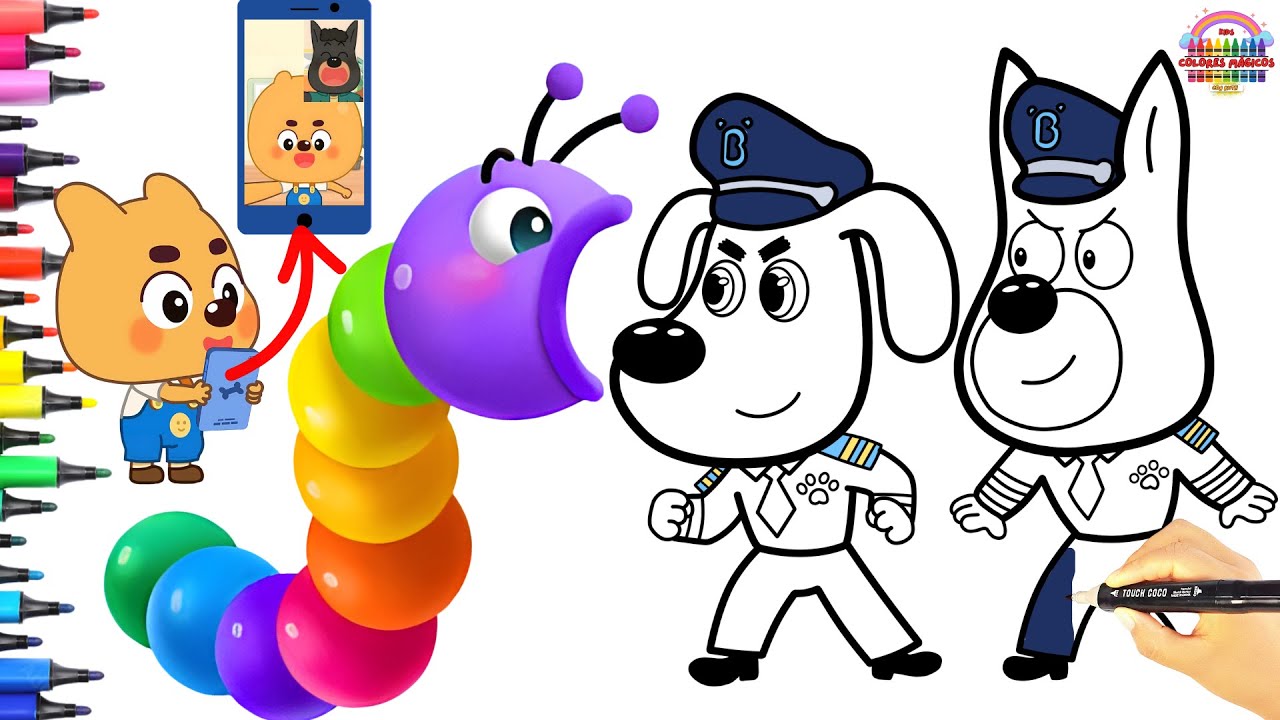 🐛 DIBUJA Y COLOREA ✏️ A SHERIFF LABRADOR VS GUSANO HAMBRIENTO🚓🐕🐛  | DODO JUEGA 👮‍♂️ | Animación