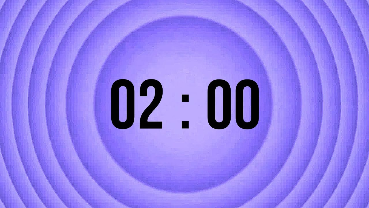 2 Minutes Countdown Timer | 🌙Dreamscape at Nightfall🌿 | Purple Concentric Circles Background🟣