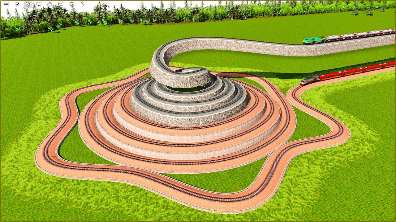 Floating U-turn Train Track Resembling a Mini Pyramid🚦‼️Extreme U-Turn Train Tracks🚦Trainz Simulator