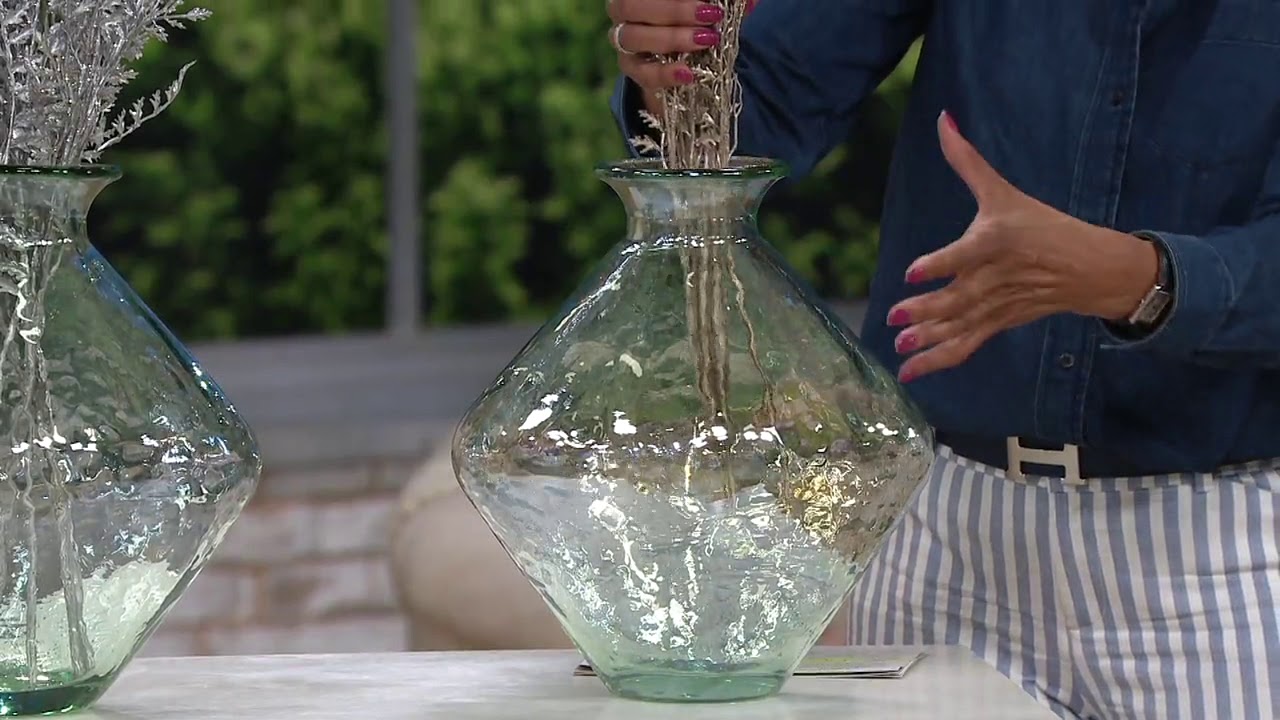 Sparkle Foliage Stems in Luster Glass Vase by Peony on QVC