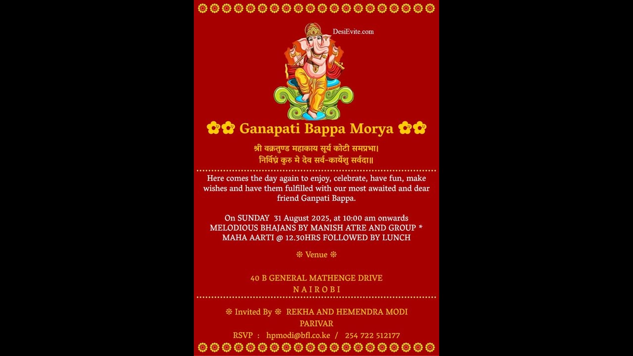 Ganesha CHATURTHI celebrations,  Nairobi, Kenya
