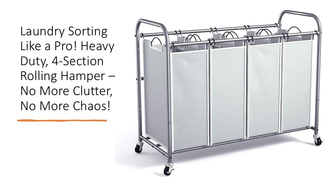 Laundry Sorting Like a Pro! Heavy-Duty, 4-Section Rolling Hamper &ndash; No More Clutter, No More Chaos!