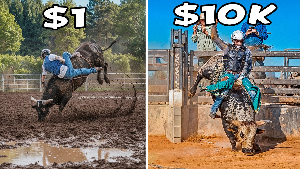 $1 vs $10,000 Rodeo Bull!