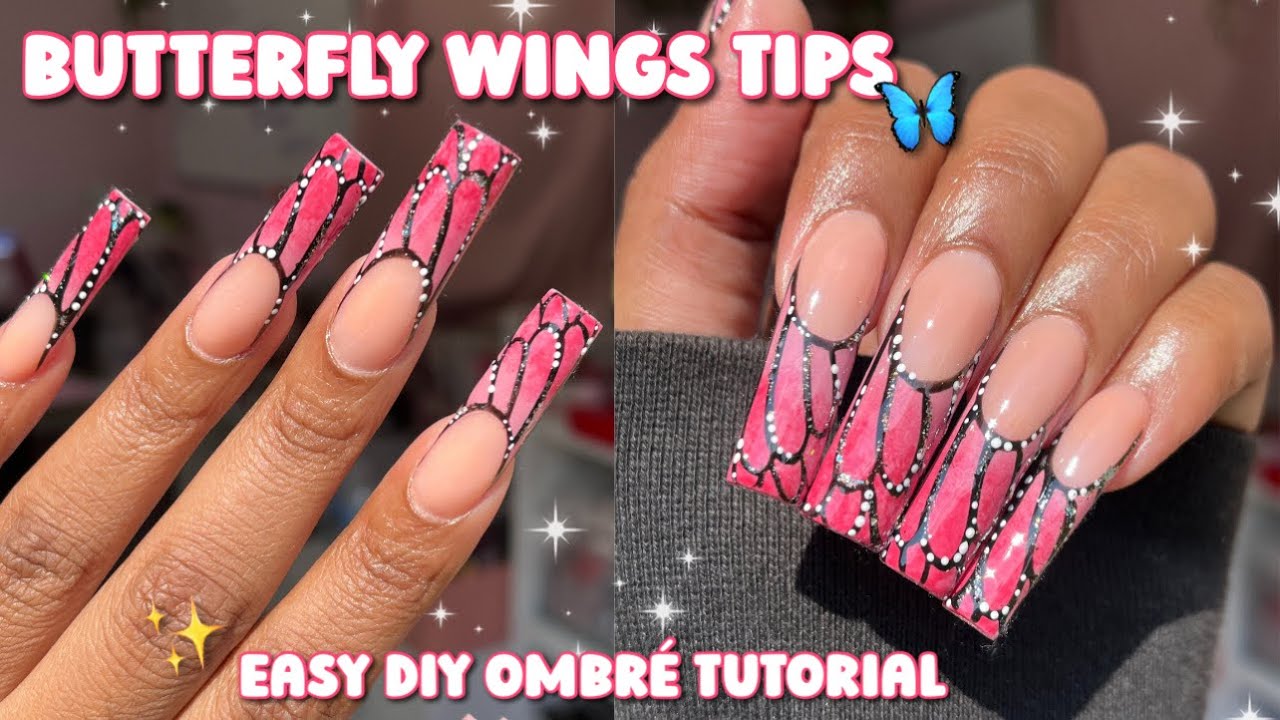 OMBRE BUTTERFLY FRENCH TIPS + ACRYLIC APPLICATION 🦋 | MADAM GLAM GELS