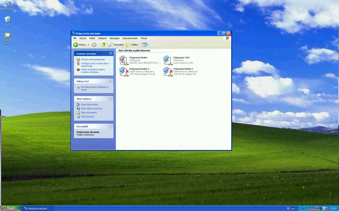 Włączenie karty sieciowej w systemie Windows XP