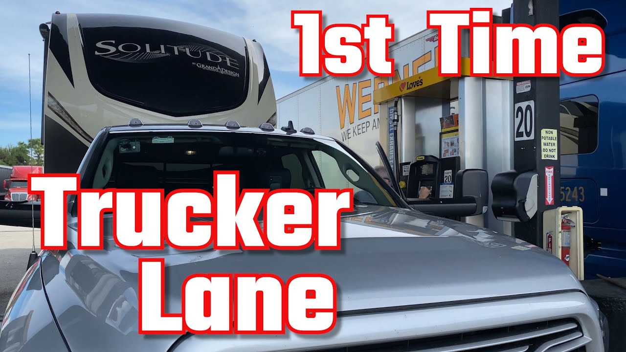 TSD Diesel Card 1st Time In Trucker Lane towing our fifth wheel (RV Living Full Time)