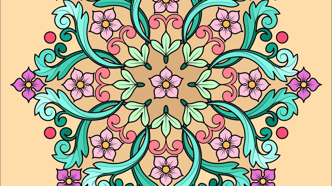 Green and Pink Flower Mandala #paintbynumbers #colorwithme #heycolor #relaxing #coloring #video