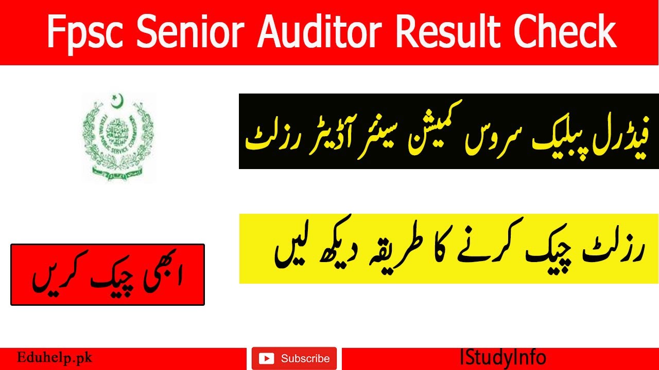 Fpsc Senior Auditor Result 2022 Online Check