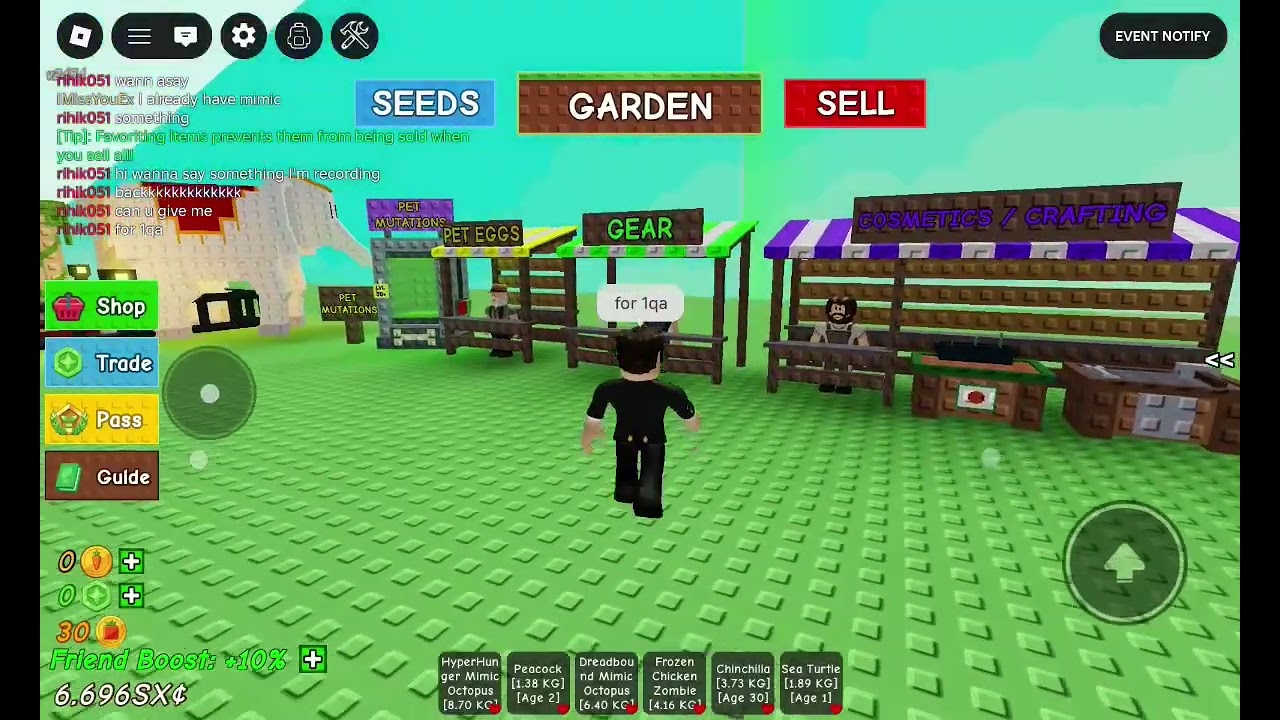 Playing grow a graden 