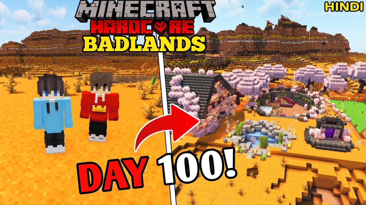 We Survived 100 Days in BADLANDS Only World in Minecraft Hardcore...