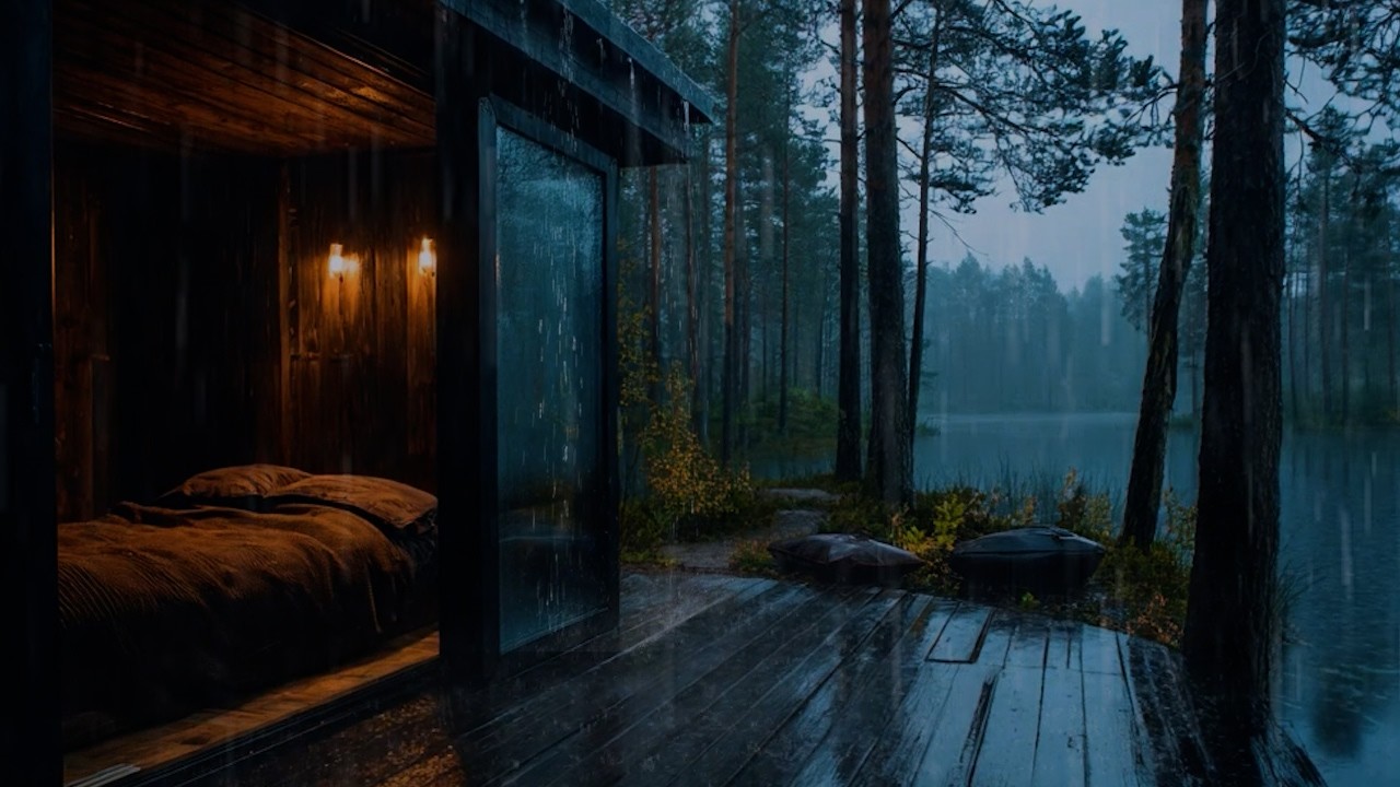 Rain in a Warm Cabin Deep in the Woods🌧️🌲| Best Rain Sounds for Sleeping
