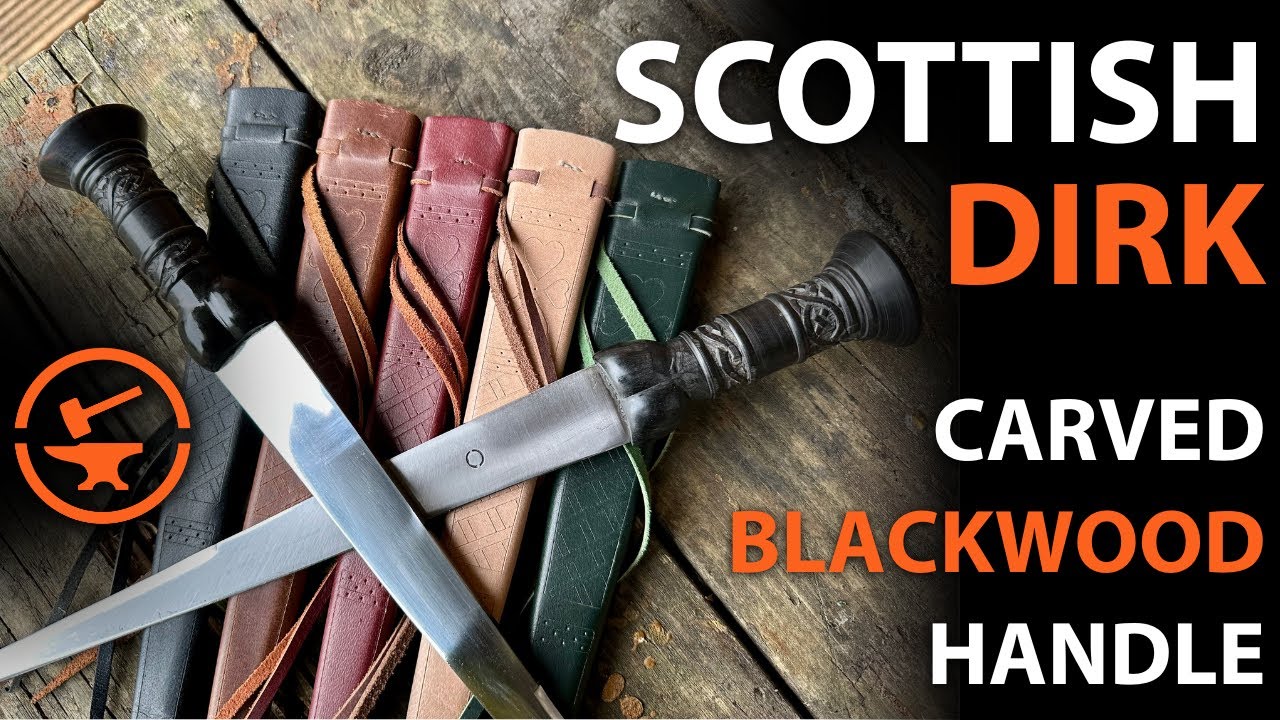 Historically Accurate 17th Century Dirk - With Intricate Black Wood Carving