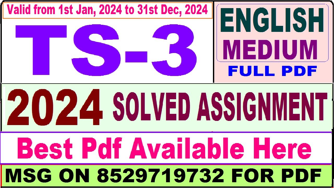 TS 3 solved assignment 2024 / TS 03 solved assignment 2023-24 in English / ignou ts 03