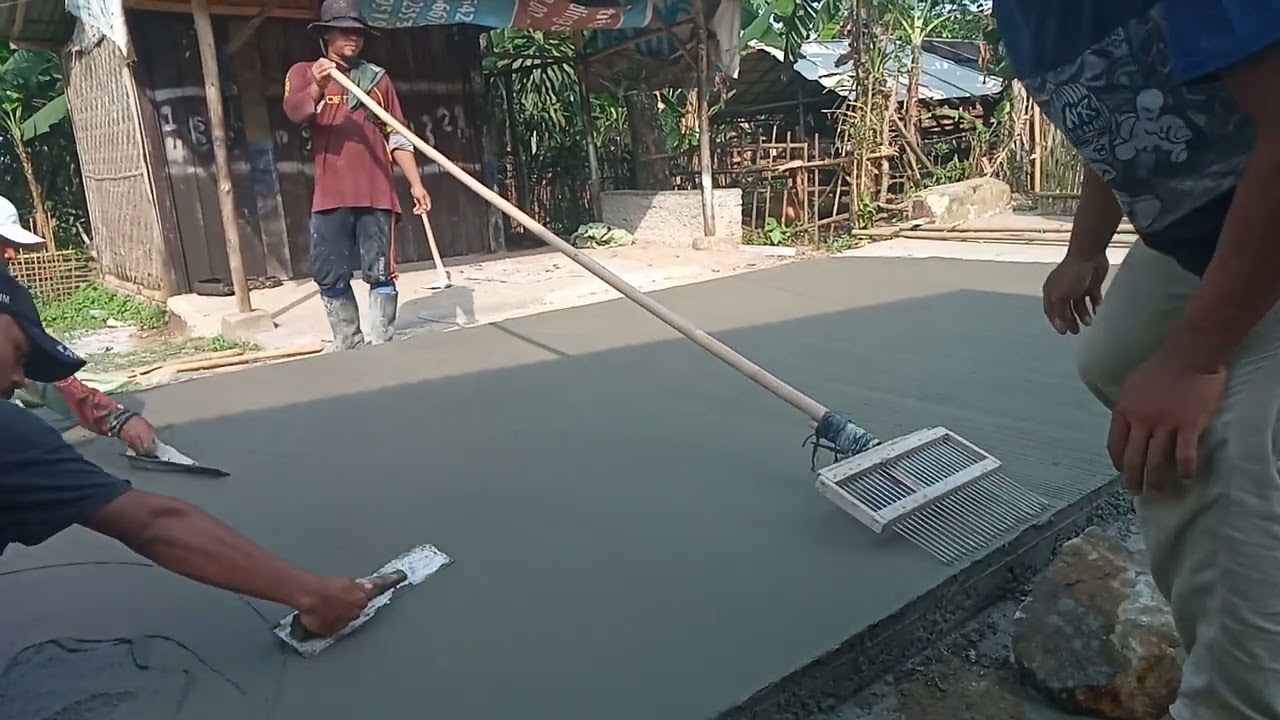 jasa pengecoran jalan beton finishing trowel rigid beton jalan desa betonisasi