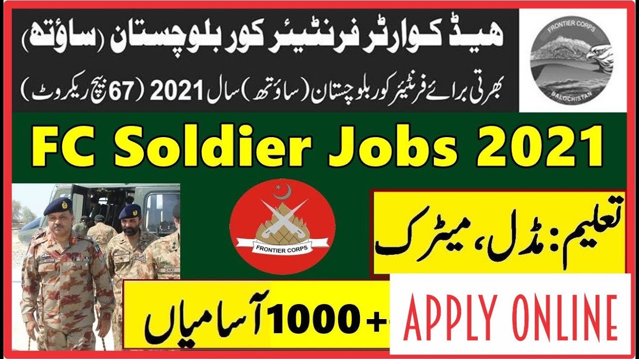 FC Baluchistan jobs 2021 Apply online | Forces Jobs 2021 | New jobs 2021 Apply Online | Jobs Channel