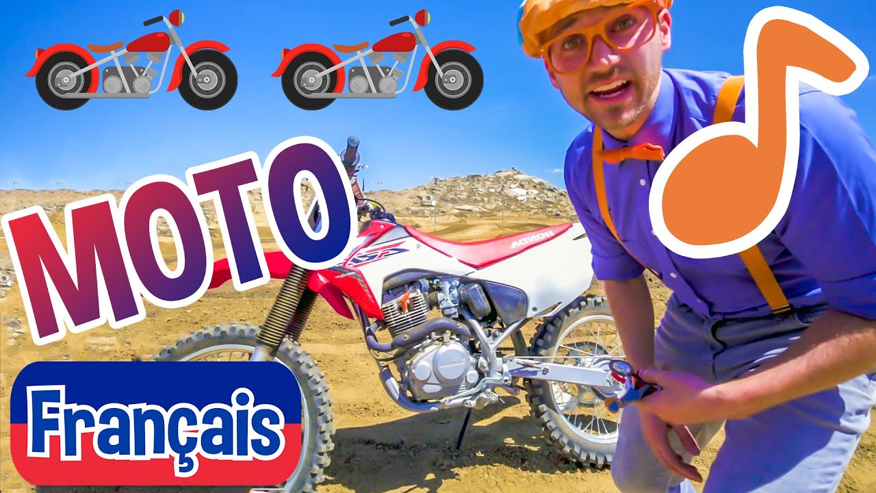 Blippi en fran&ccedil;ais - Chanson de moto | Vid&eacute;os &eacute;ducatives pour les enfants