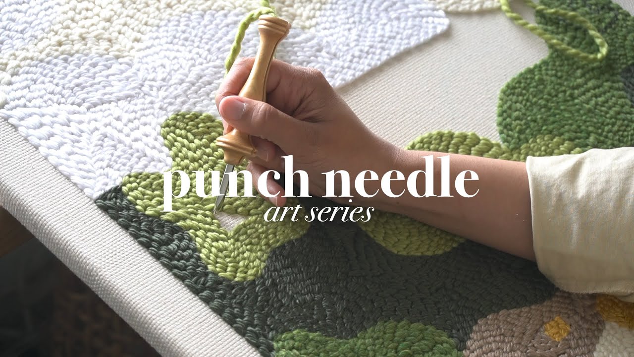 Punch needle embroidery artwork on canvas