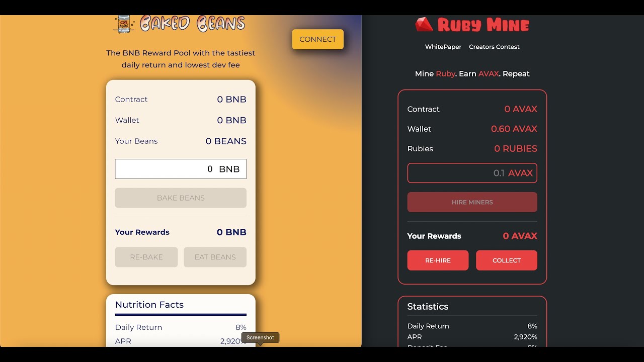 Baked Beans VS Ruby Mine | Earn 8% daily | AVAX VS BNB | initial Thoughts | Mr. Zuni