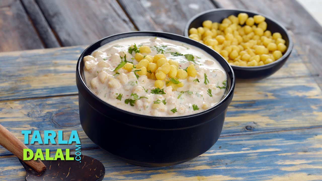 Boondi Raita Recipe, Quick & Easy Yoghurt Dip  by Tarla Dalal
