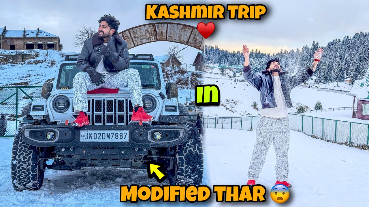 Kashmir Trip on Modified Thar Roxx 😨 Crazy Snow Fall In Gulmarg 🌨️