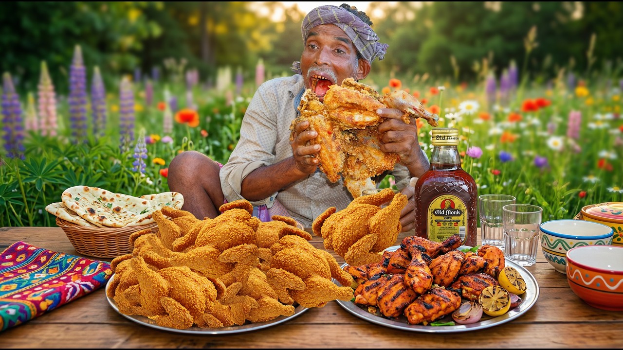 WHOLE CHICKEN KFC | Celebration Village man Kfc Chicken Cooking and Eating Ultimate Enjoy Life