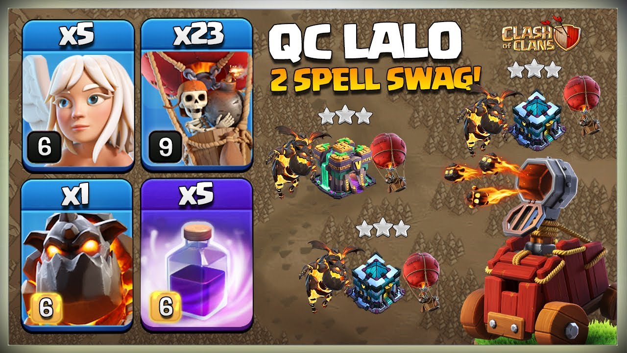 AFTER UPDATE Th13 Queen Charge LaLo | TH13 QC LALO | Th13 LAVALOON Attack - Best Th13 3 Star Attack