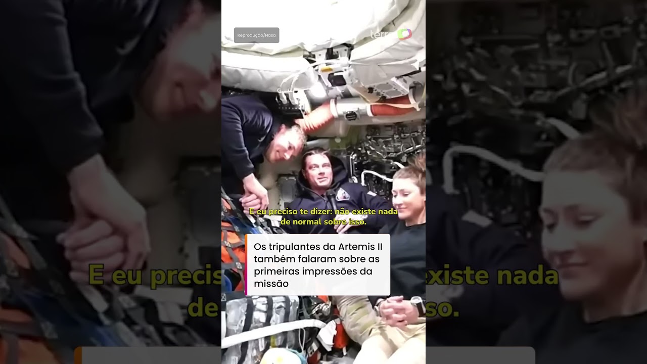 Astronauta brinca em primeiro v&iacute;deo divulgado da miss&atilde;o Artemis II: &lsquo;Encanadora espacial&rsquo; #shorts