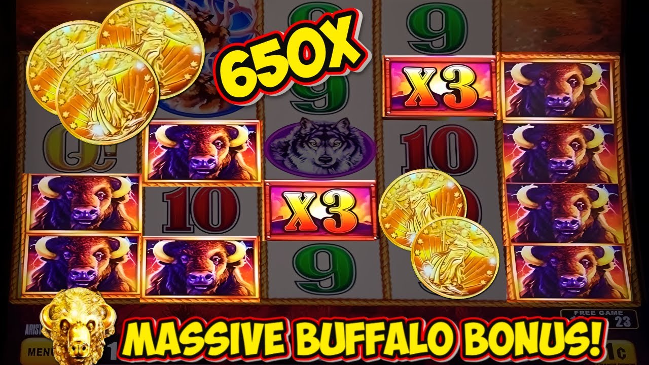 650X MEGA BONUS MASSIVE WIN on Buffalo Triple Power Slot Machine!  Aristocrat - Live Play
