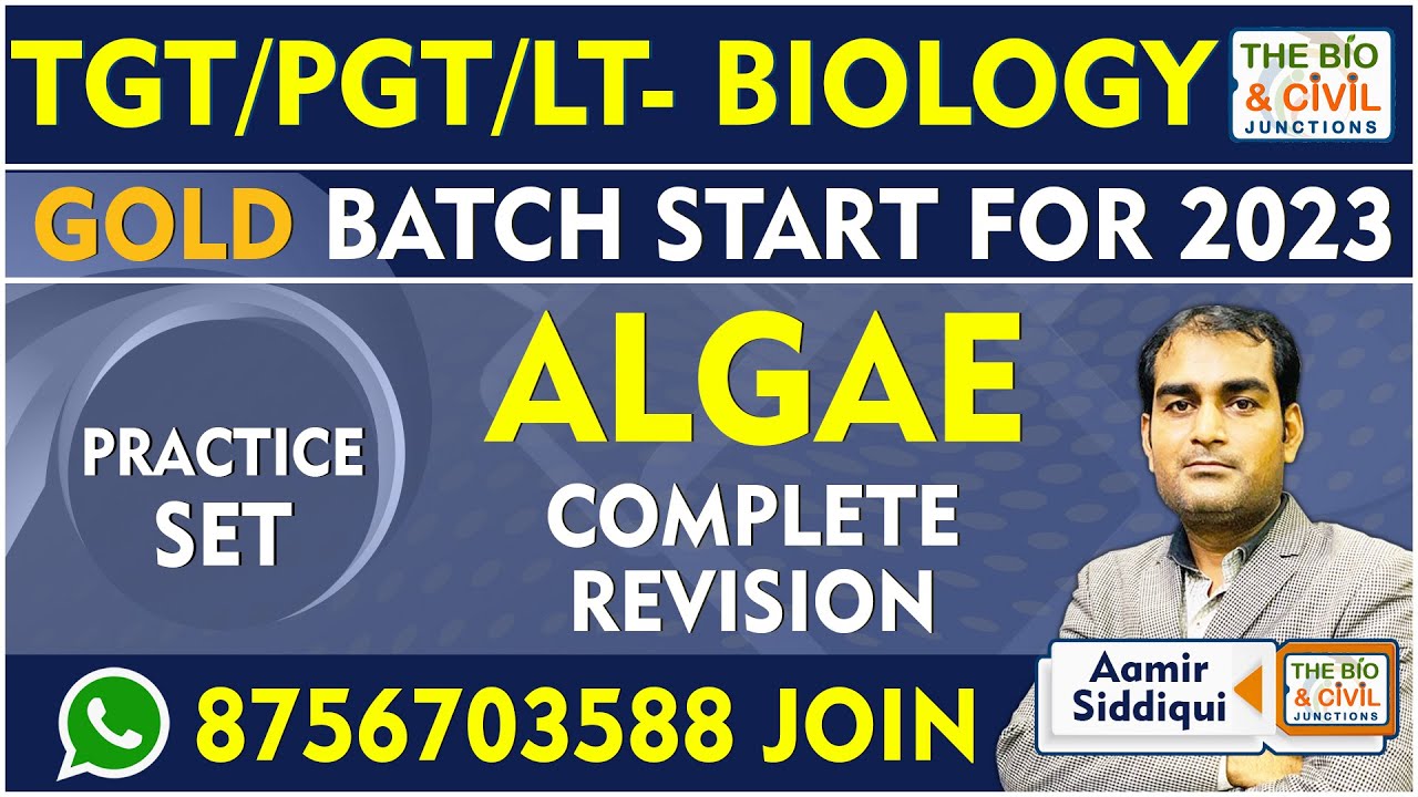 UP, JSSC, CG TGT/PGT/LT BIO || COMPLETE ALGAE REVISION || By- Aamir Sir || THE BIO & CIVIL JUNCTIONS