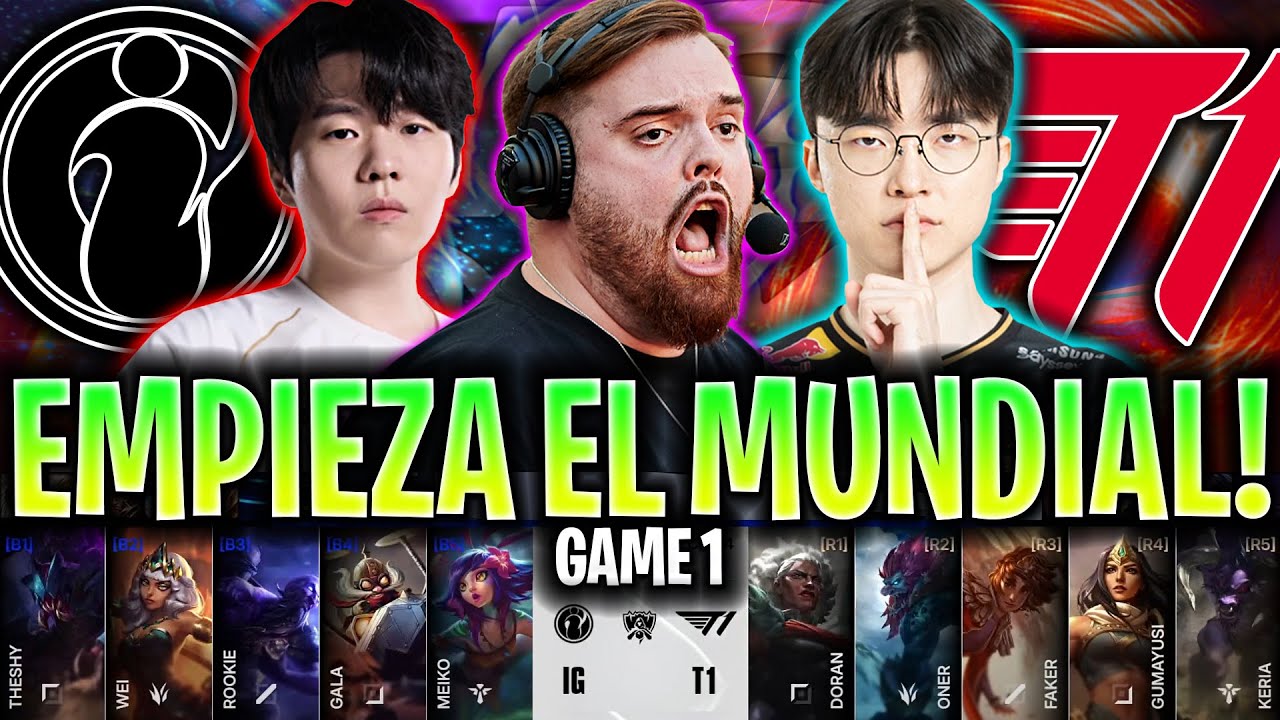 IBAI CASTEO MÁS ÉPICO con FAKER! 😱SE VUELVE LOCO🔥 | IG vs T1 Game 1 WORLDS 2025 PLAY-IN ESPAÑOL IBAI