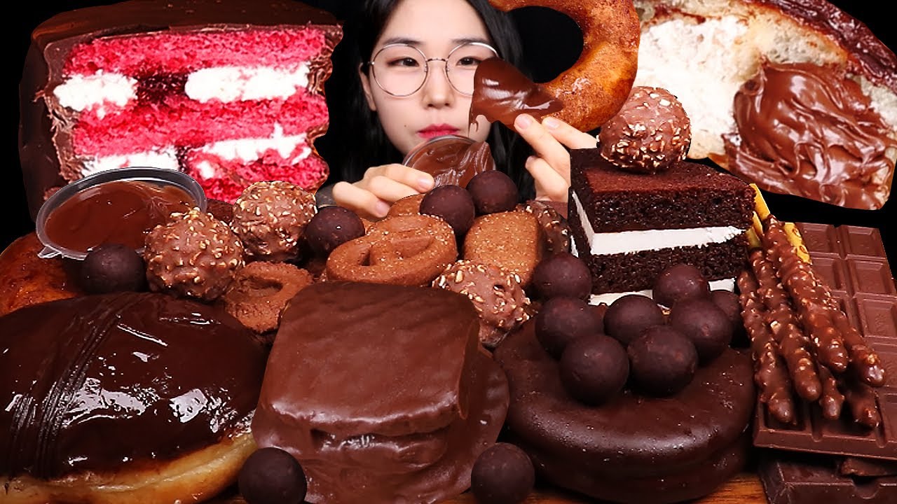 ASMR MUKBANG | 픽앤딥 코코아슈가도넛 벽돌초콜릿케이크 초코파이 초콜릿 초코디저트 먹방 CHOCOLATE PARTY! CAKE DONUT DESSERT